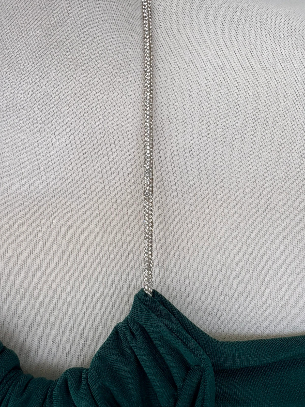 Dark Green Crossover Halter Crop Top Rhinestone Chain Straps Ruched Party Evening Clubwear Blouse🌺 – Vintage Dressing – taille Taille unique 5