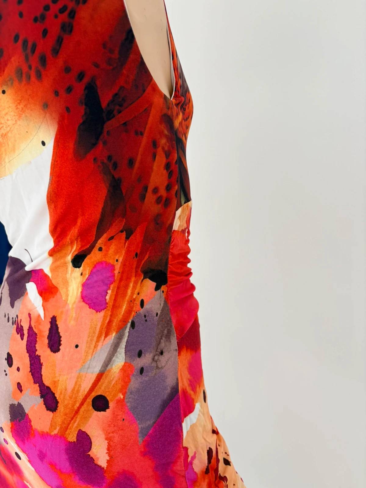 Colorful Abstract Floral Sleeveless Knot Front Asymmetrical Summer Midi Dress For Women Party🌺 – Vintage Dressing – taille M / 38 / 10 4