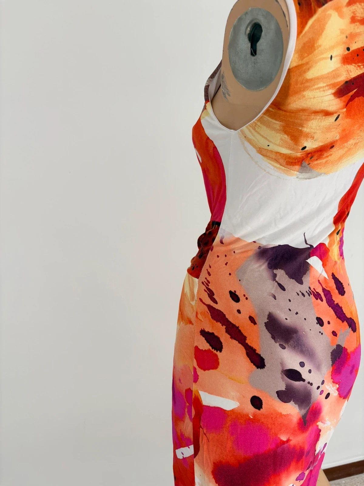 Colorful Abstract Floral Sleeveless Knot Front Asymmetrical Summer Midi Dress For Women Party🌺 – Vintage Dressing – taille M / 38 / 10 3