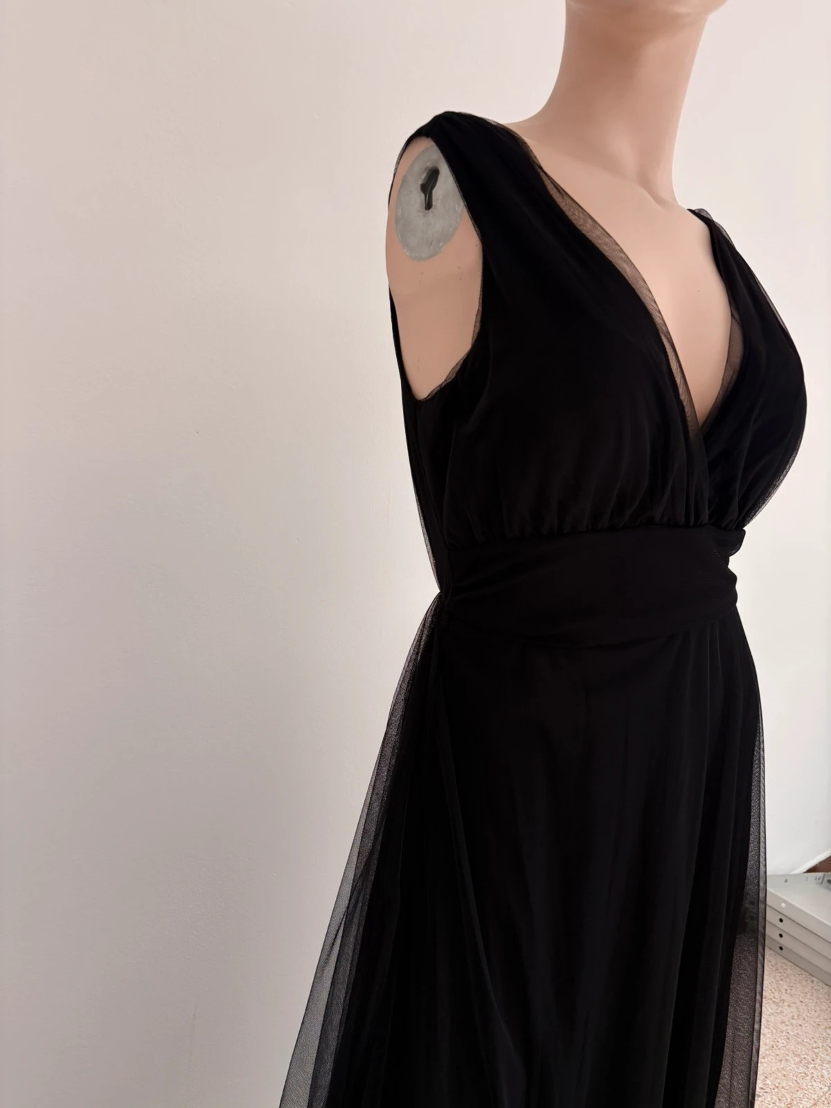 Black Elegant Maxi Evening Dress Prom Party Wedding Guest Tulle Gown Floor Length Pleated🌺 – Vintage Dressing – taille Taille unique 4