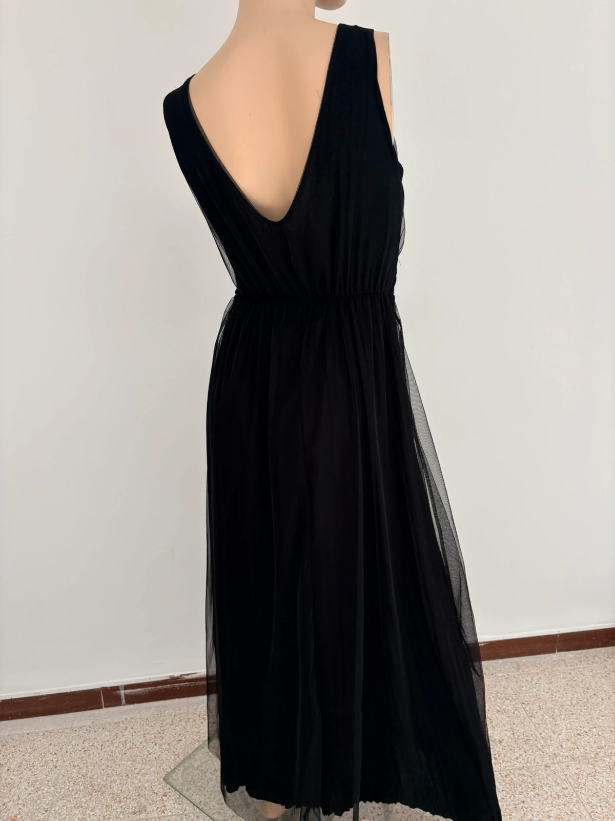 Black Elegant Maxi Evening Dress Prom Party Wedding Guest Tulle Gown Floor Length Pleated🌺 – Vintage Dressing – taille Taille unique 5