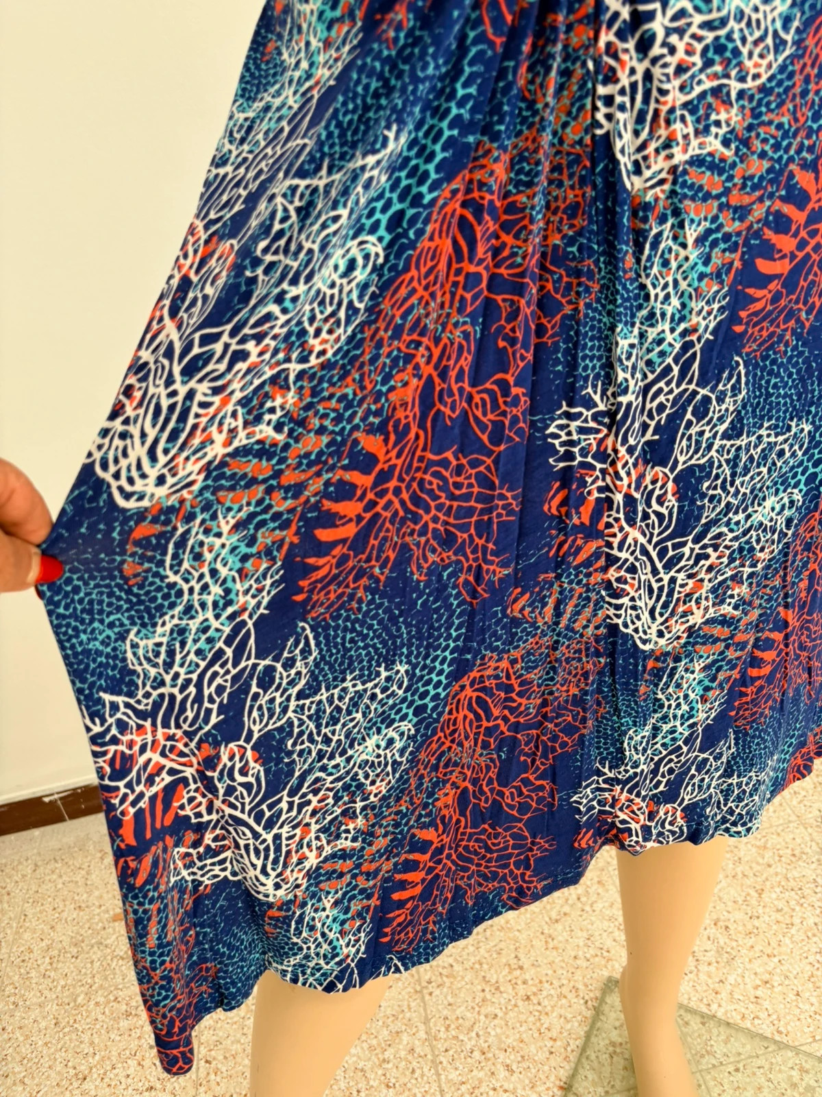 Navy Blue Coral Print Sleeveless Midi Dress with Twist Detail Front for Summer Party🌺 – Vintage Dressing – taille M / 38 / 10 3