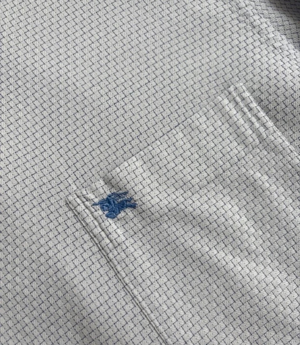 Burberry London Mens Premium Grid Pattern Casual Formal Cotton Dress Shirt Off White Blue Medium🌺 – Burberry – taille M 4