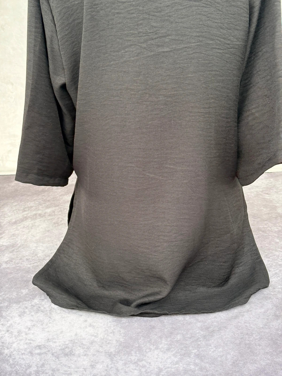 Black Button Up Shirt With Front Tie Detail Short Sleeve Textured Lightweight Blouse Top🌺 – Vintage Dressing – taille Taille unique 4