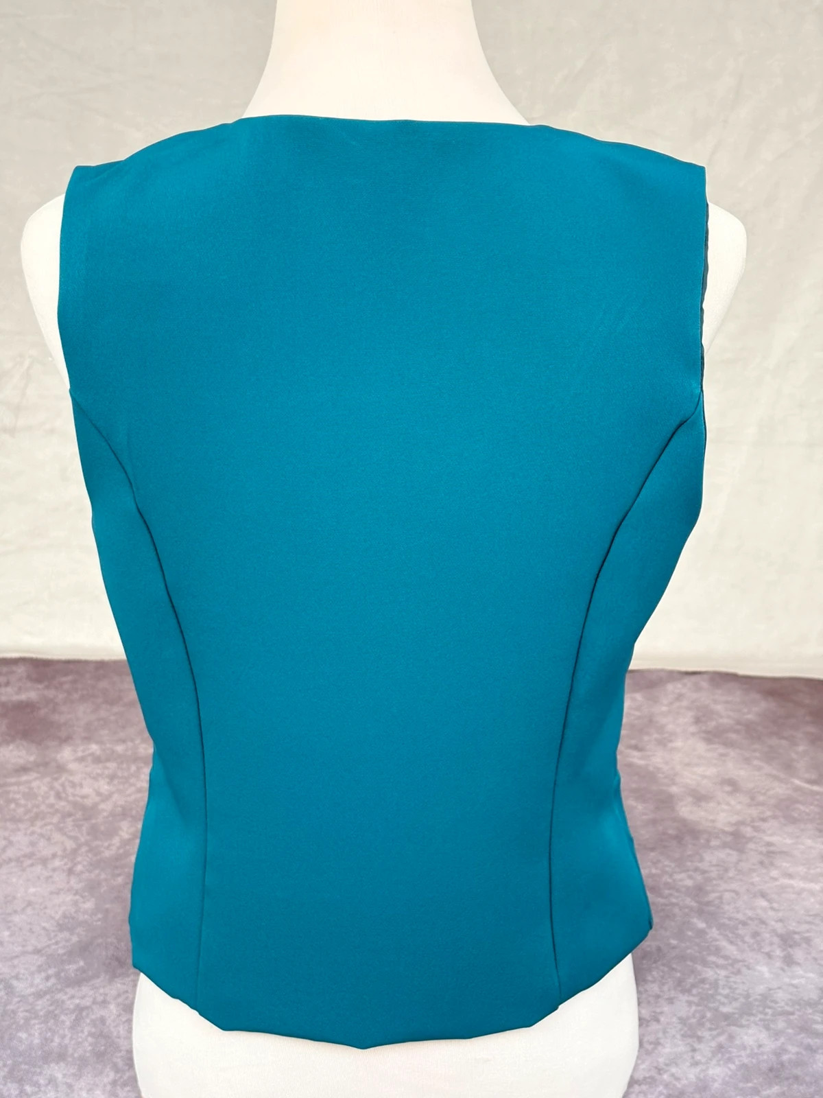Vintage Teal Blue Sleeveless Button Up Vest Waistcoat Elegant Tailored Gilet Top Casual Outfit🌺 – Vintage Dressing – taille Taille unique 4
