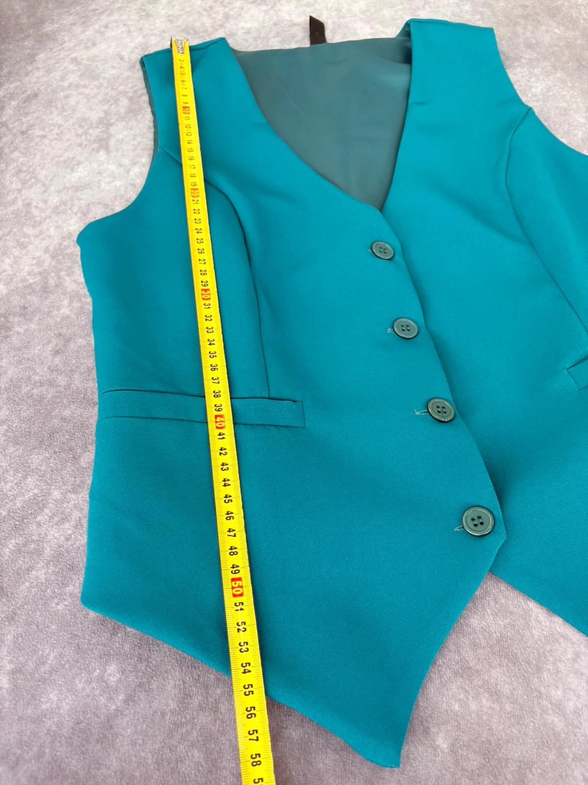 Vintage Teal Blue Sleeveless Button Up Vest Waistcoat Elegant Tailored Gilet Top Casual Outfit🌺 – Vintage Dressing – taille Taille unique 5