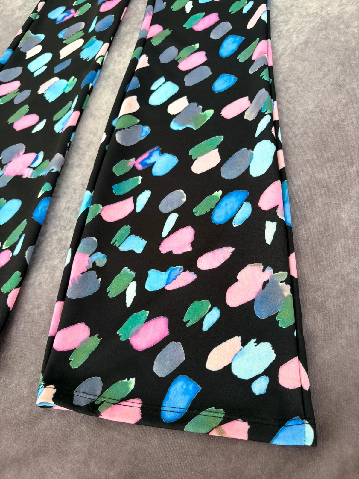 Colorful Paint Brush Stroke Print Flare Trousers High Waisted Retro Patterned Bell Bottoms🌺 – Vintage Dressing – taille Taille unique 3