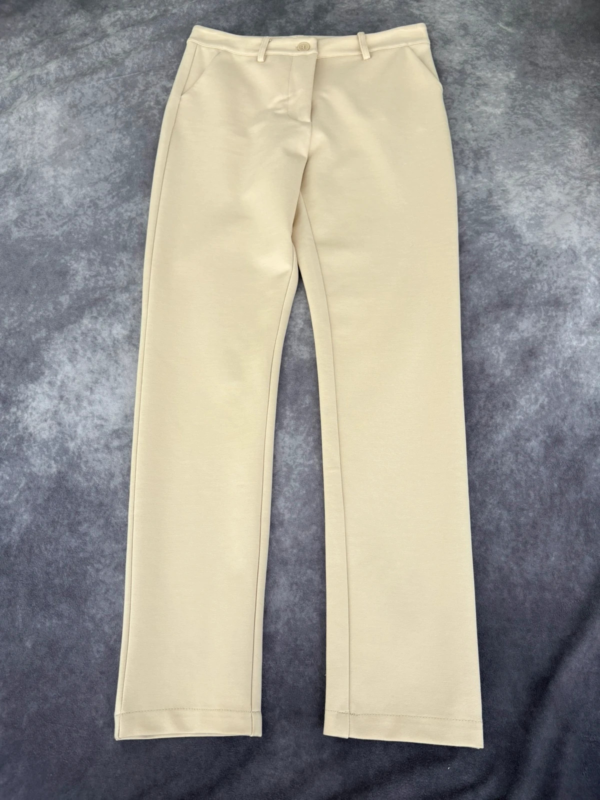 Beige High Waisted Straight Leg Tailored Trousers Pants Made In Italy Elegant Casual Size S🌺 – Vintage Dressing – taille S / 36 / 8