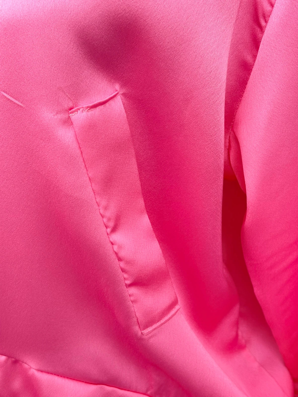 Vibrant Pink Satin Bomber Jacket Shiny Zip Up Long Sleeve Outerwear Sporty Casual Coat Top🌺 – Vintage Dressing – taille Taille unique 5