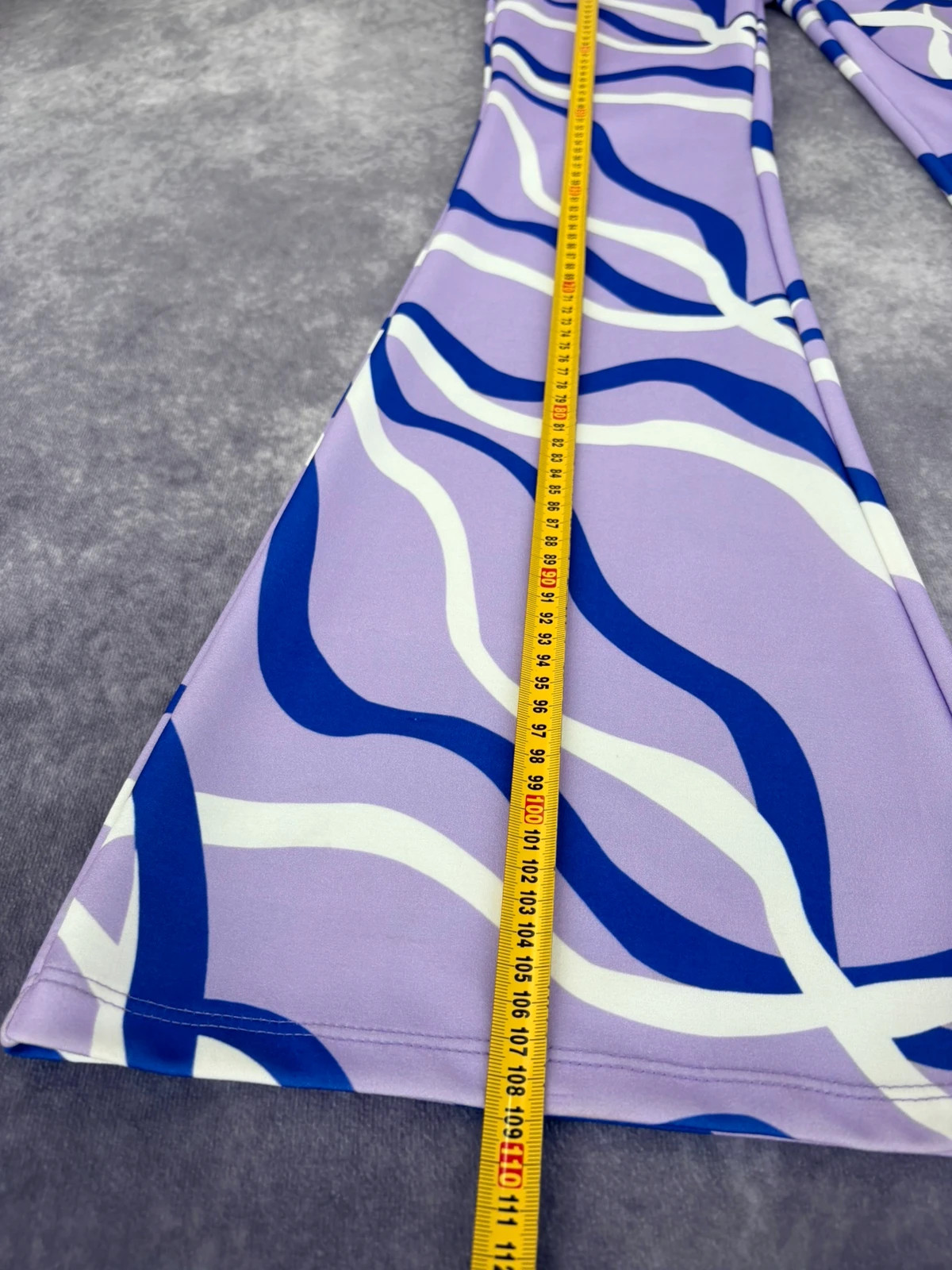 Purple Abstract Print Flare Trousers Retro Style Wide Leg Pants High Waisted Bell Bottoms🌺 – Vintage Dressing – taille Taille unique 4