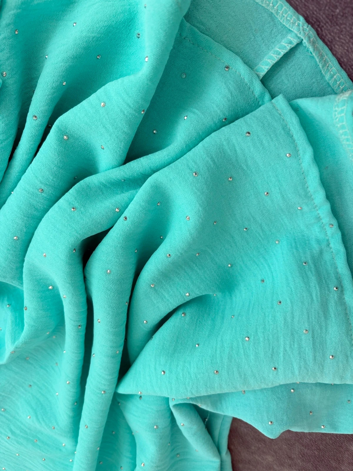 Mint Green Sparkly Blouse Short Sleeve Lightweight Elegant Summer Top Casual Chiffon Shirt 🌺 – Vintage Dressing – taille Taille unique 4