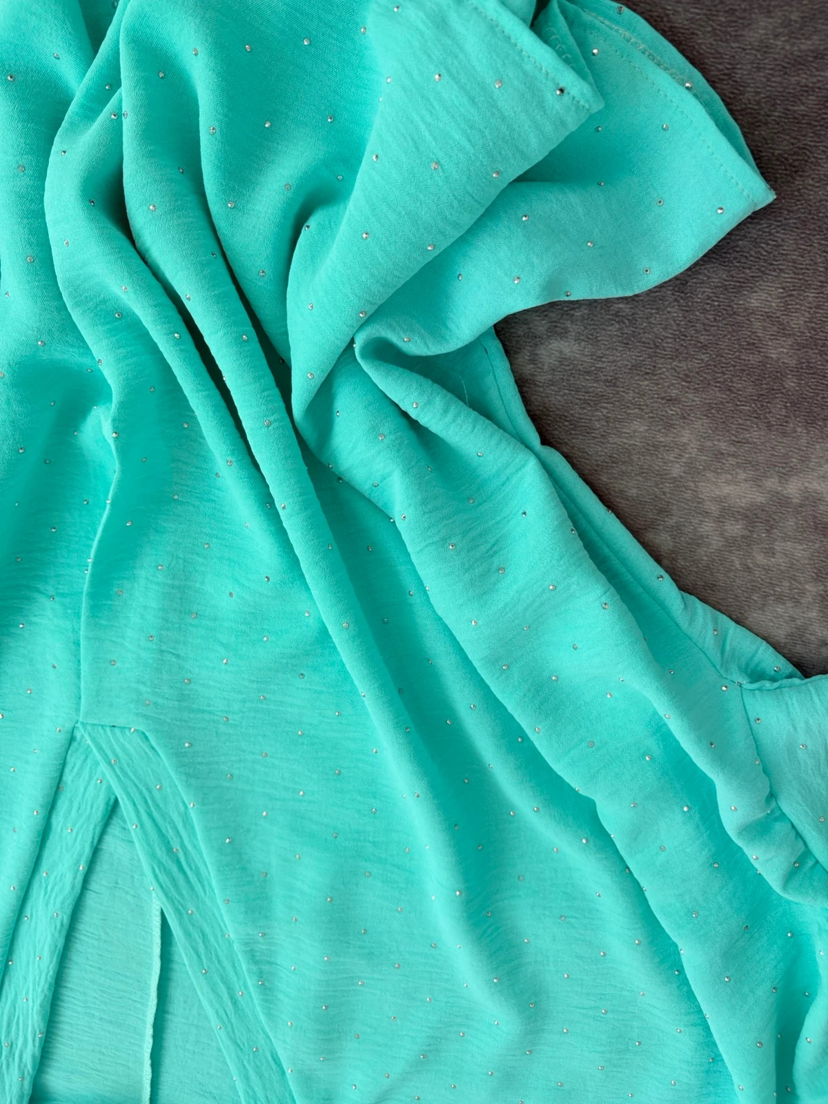 Mint Green Sparkly Blouse Short Sleeve Lightweight Elegant Summer Top Casual Chiffon Shirt 🌺 – Vintage Dressing – taille Taille unique 5