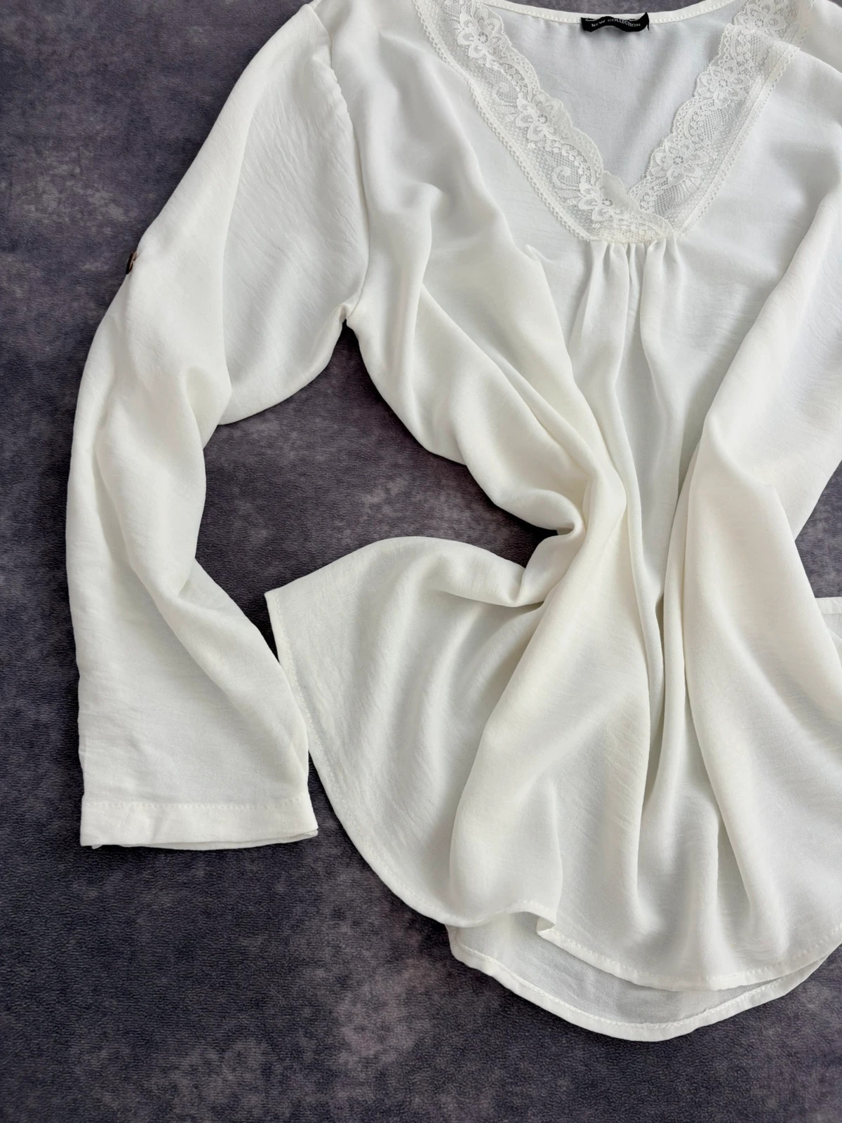 White Lace V Neck Blouse Long Sleeve Casual Summer Tunic Top Elegant Shirt Plus Size Flowy white🌺 – Vintage Dressing – taille Taille unique 2