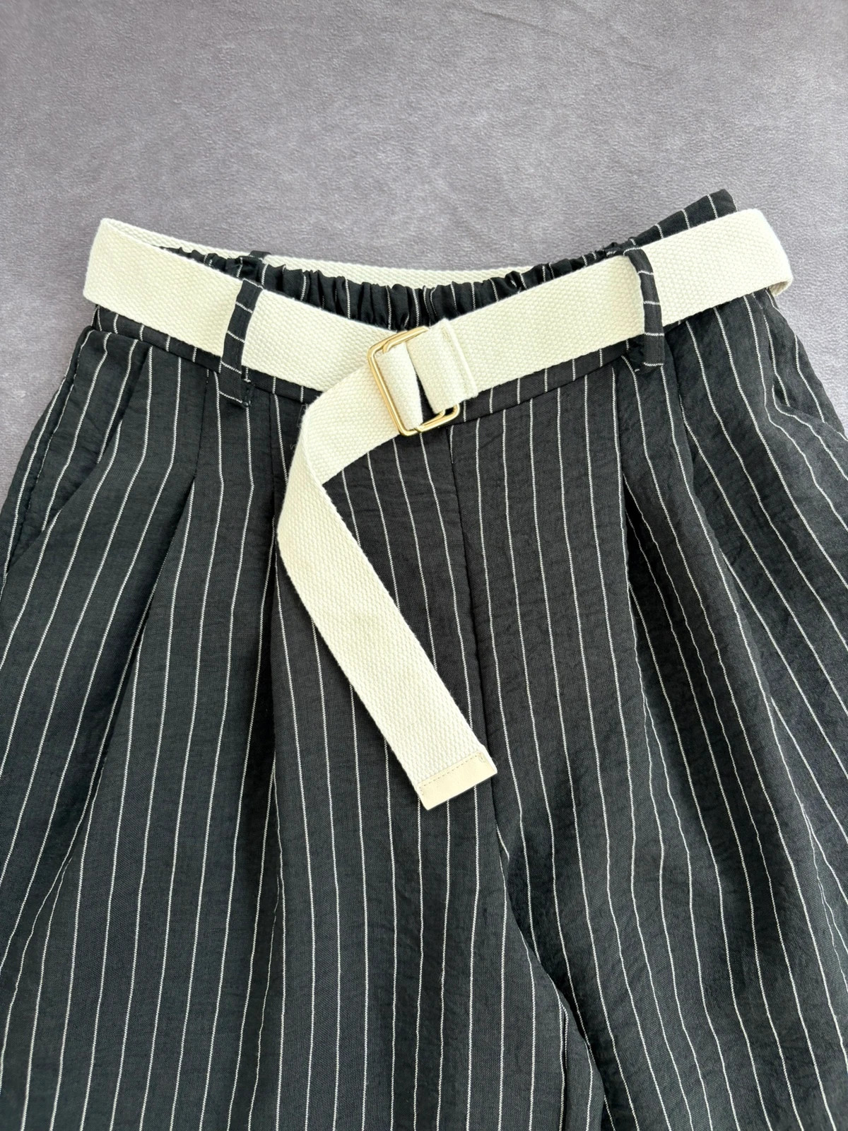 Black and White Striped Wide Leg Palazzo Pants with Cream Belt Elegant One Size Fits All Design🌺 – Vintage Dressing – taille Taille unique 4