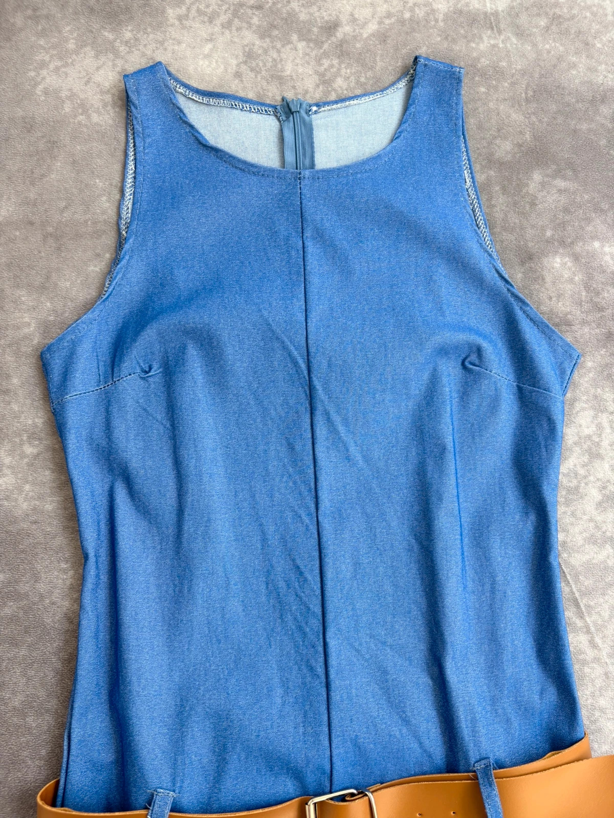 Vintage Sleeveless Dress With Double Faux Leather Brown Belts Casual Summer Mini Dress🌺 – Vintage Dressing – taille Taille unique 4