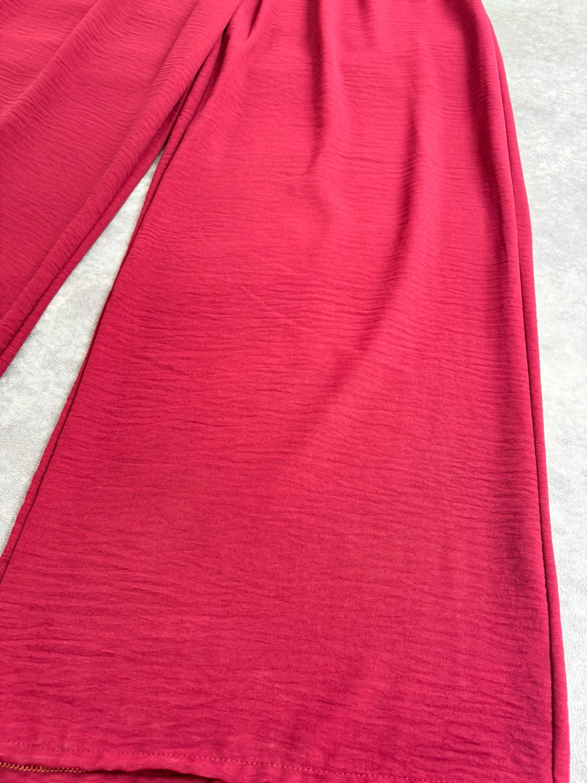 High Waisted Burgundy Red Wide Leg Palazzo Pants with Elastic Waist Comfortable Flowy Trousers🌺 – Vintage Dressing – taille M / 38 / 10 3