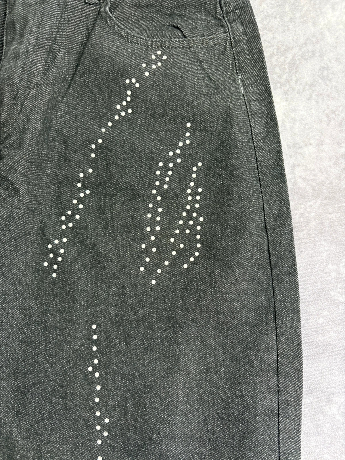 Dark Grey Wide Leg Jeans with Sparkly Rhinestones and Distressed Details Y2K Aesthetic Pants🌺 – Vintage Dressing – taille L / 40 / 12 4