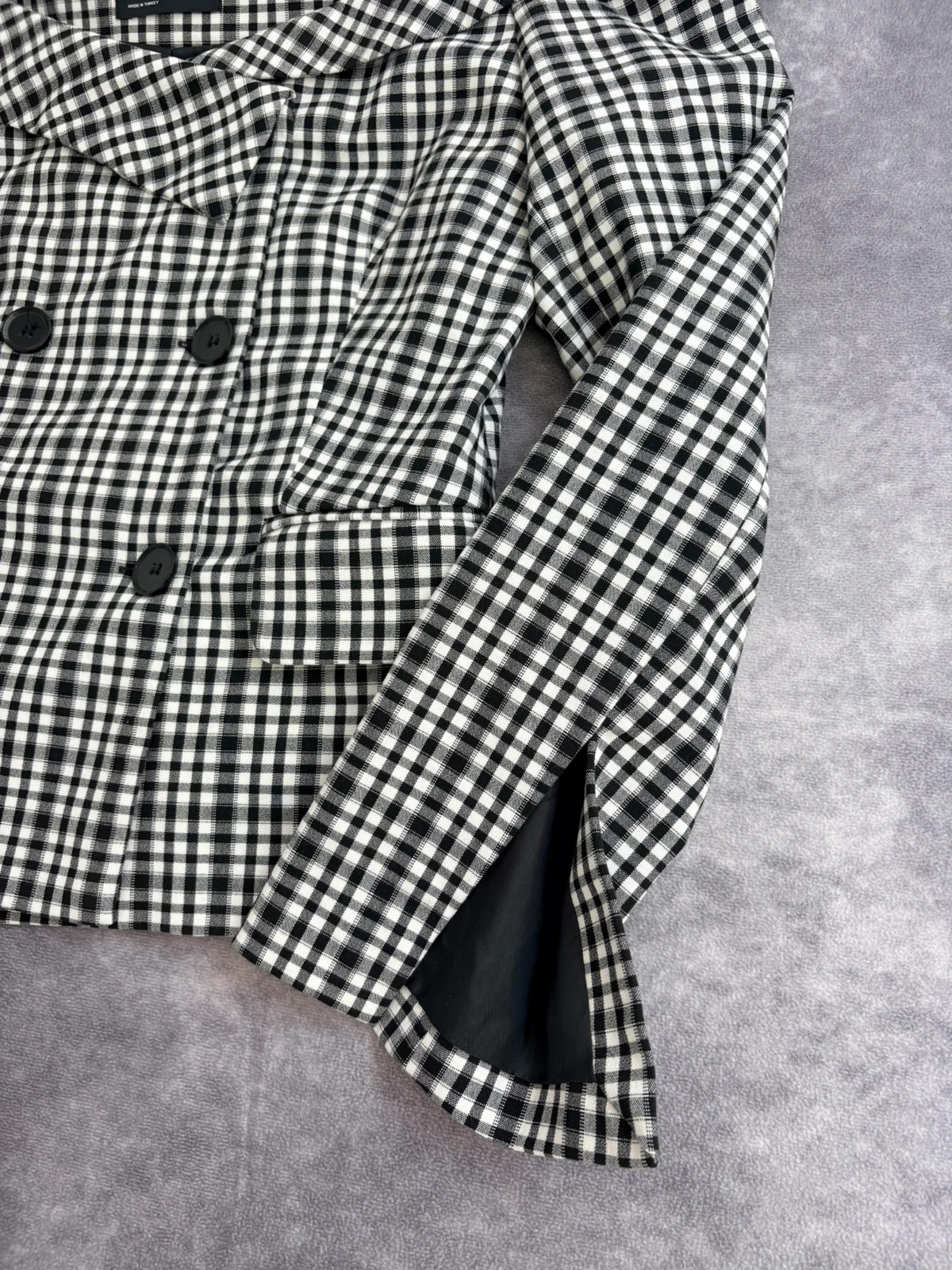 Gingham Plaid Off The Shoulder Blazer Top Cold Shoulder Double Breasted Jacket Bershka M🌺 – Bershka – taille M / 38 / 10 4