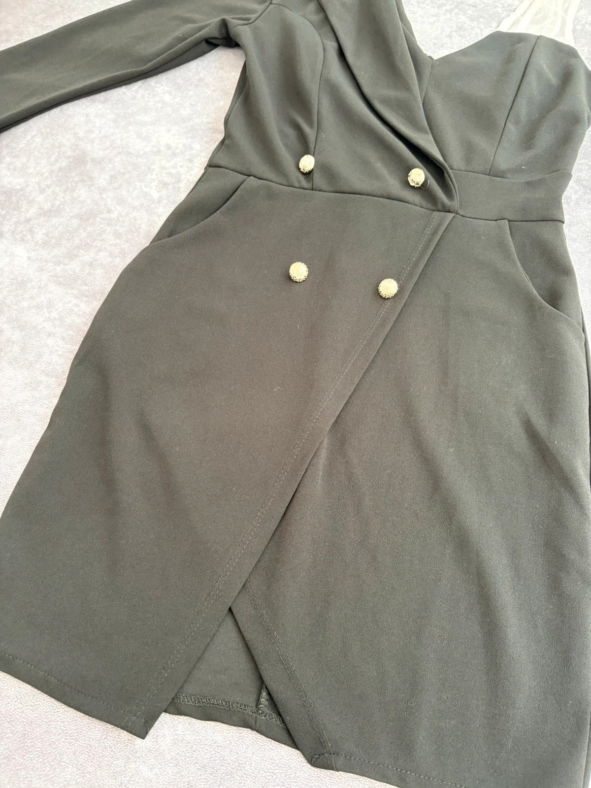 Black Blazer Dress One Shoulder Mesh Strap Asymmetric Tuxedo Style Elegant Party Mini Dress🌺 – Vintage Dressing – taille M / 38 / 10 2