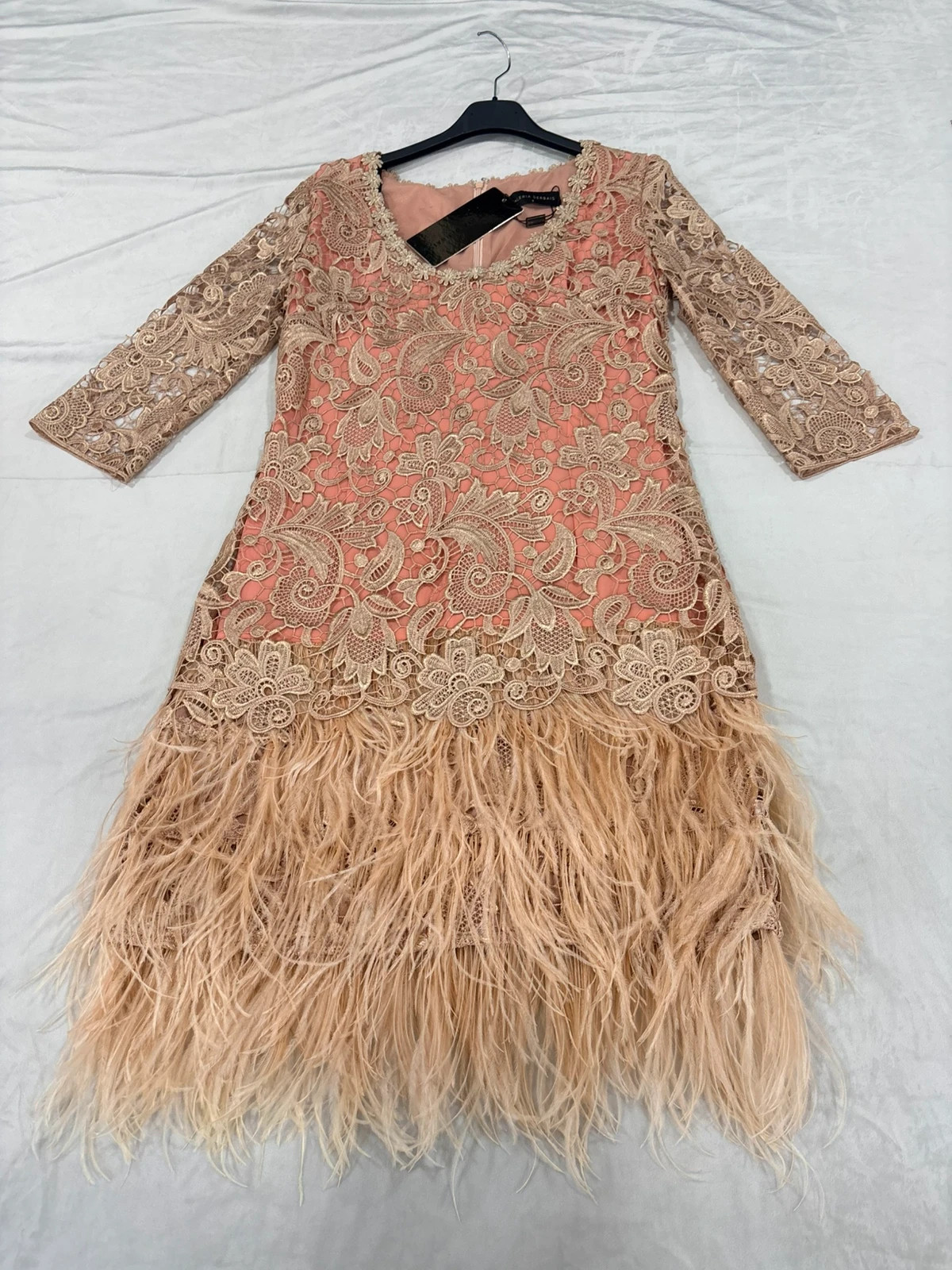 Vestido con plumas de marabu 🌺🌺 – Valeria Derbais – taille S / 36 / 8 2