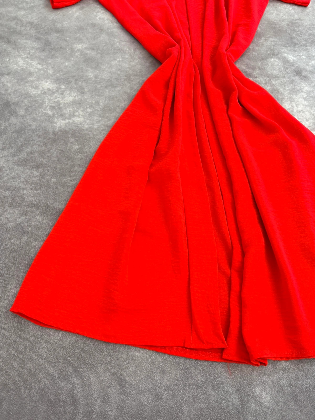 Long Red Draped Cardigan Dress Short Sleeve Textured Crepe Open Front Layering Piece🌺 – Vintage Dressing – taille Taille unique 3