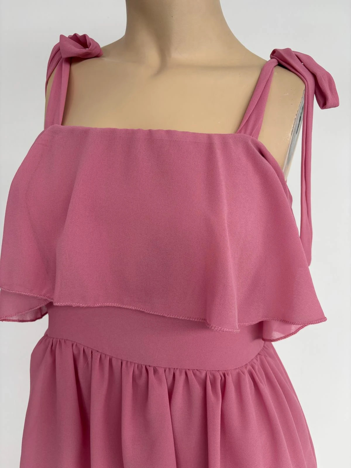 Pink Maxi Dress Chiffon Tiered Ruffle Wedding Guest Elegant Evening Party Summer Dress Boho🌺 – Vintage Dressing – taille Taille unique 2