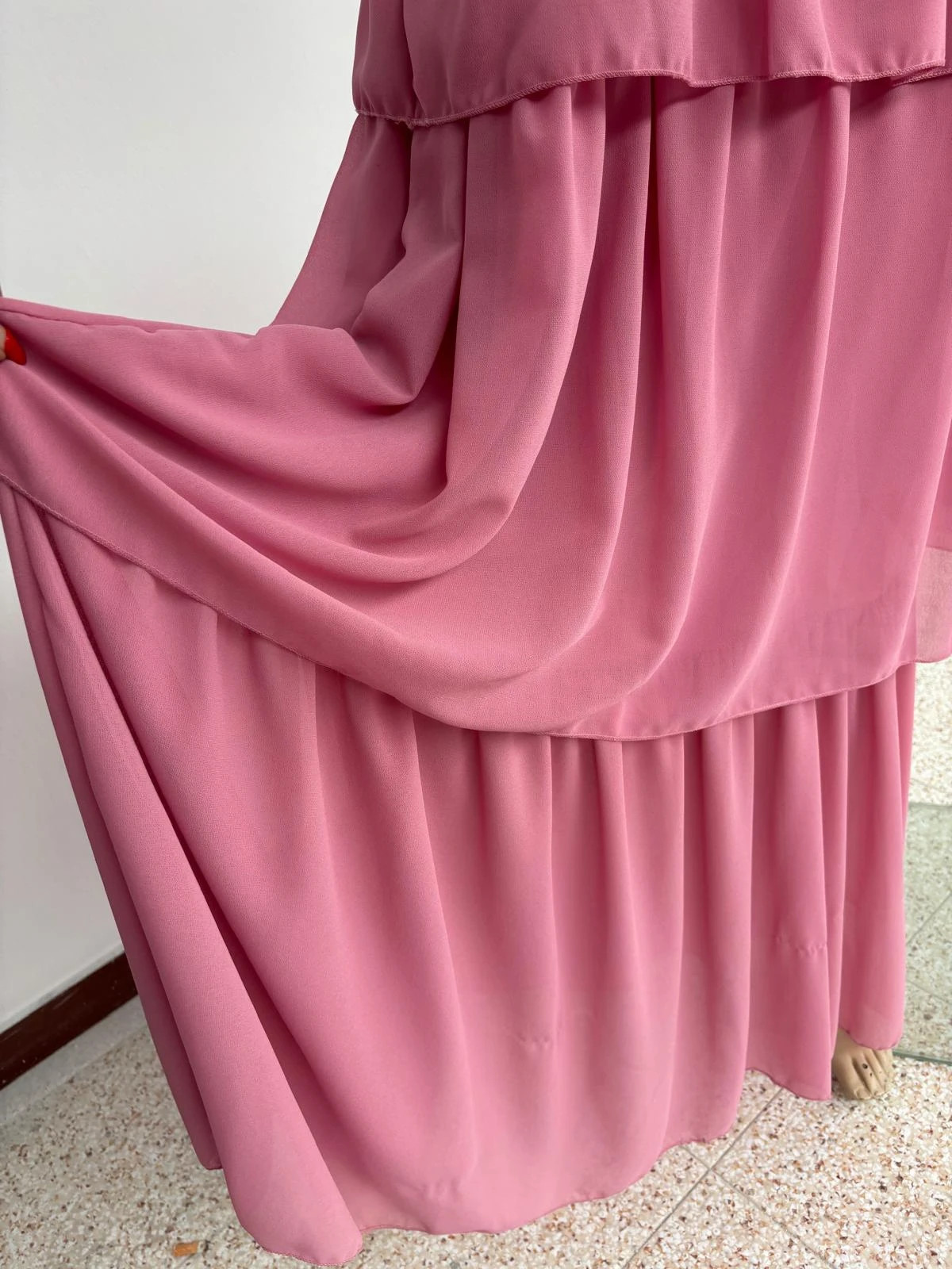 Pink Maxi Dress Chiffon Tiered Ruffle Wedding Guest Elegant Evening Party Summer Dress Boho🌺 – Vintage Dressing – taille Taille unique 5