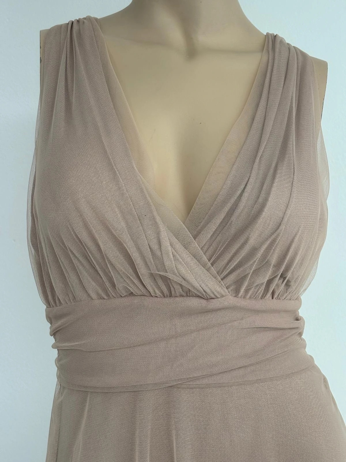 Elegant Beige Tulle Maxi Dress V Neck Prom Gown Multiway Infinity Bridesmaid Wedding Guest Party🌺 – Vintage Dressing – taille Taille unique 3