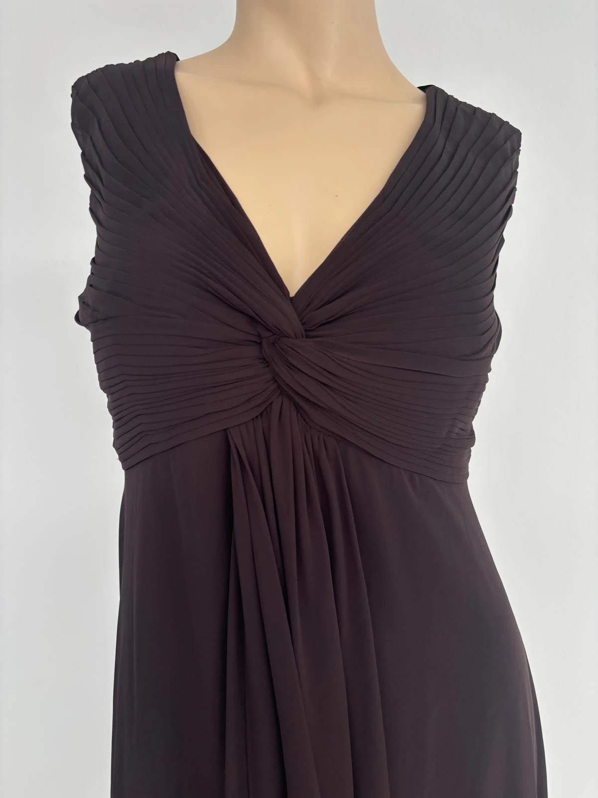 Elegant Mariposa Dark Brown Evening Maxi Dress Ruched V Neck Sleeveless Prom Wedding Party Gown🌺 – Mariposa – taille M / 38 / 10 4