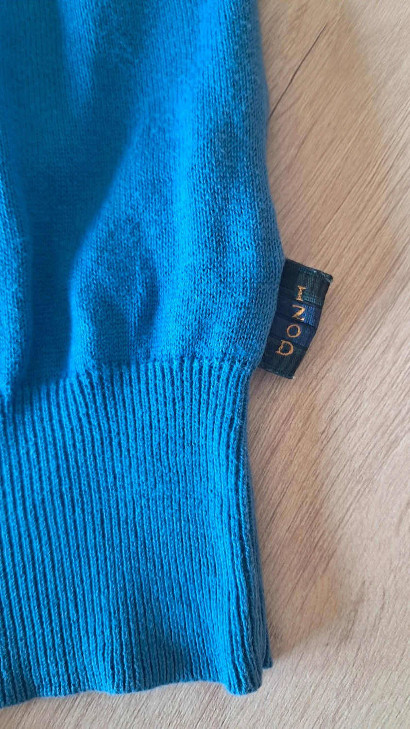 Pull IZOD col en V coton uni finitions côtelées bleu Homme taille L – IZOD – taille L 4