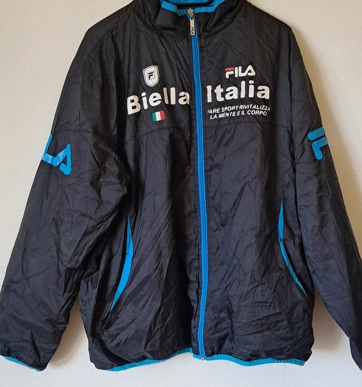 Veste sportswear vintage noire bleue Fila Biella Italie L