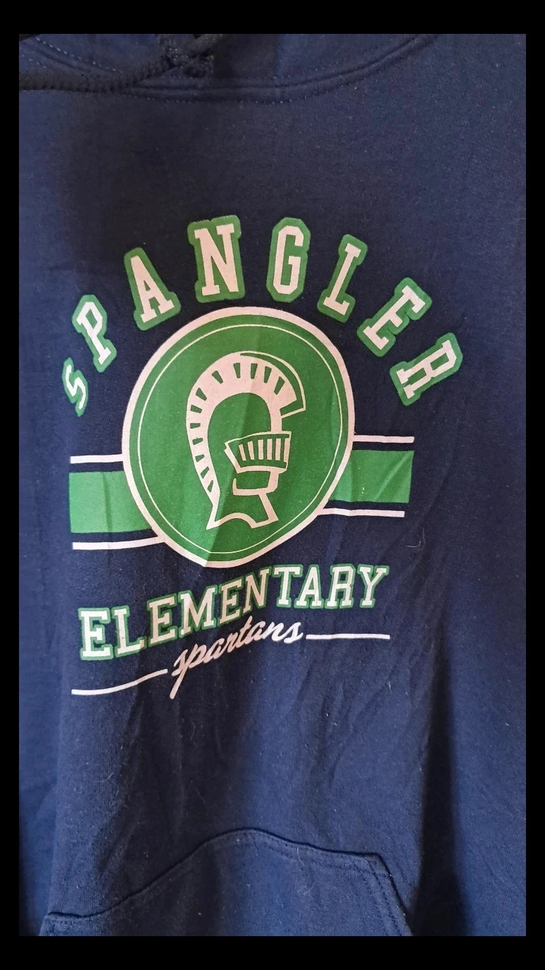 Sweat bleu marine taille M à capuche Spangler Elementary Spartans – Gildan – taille M 3