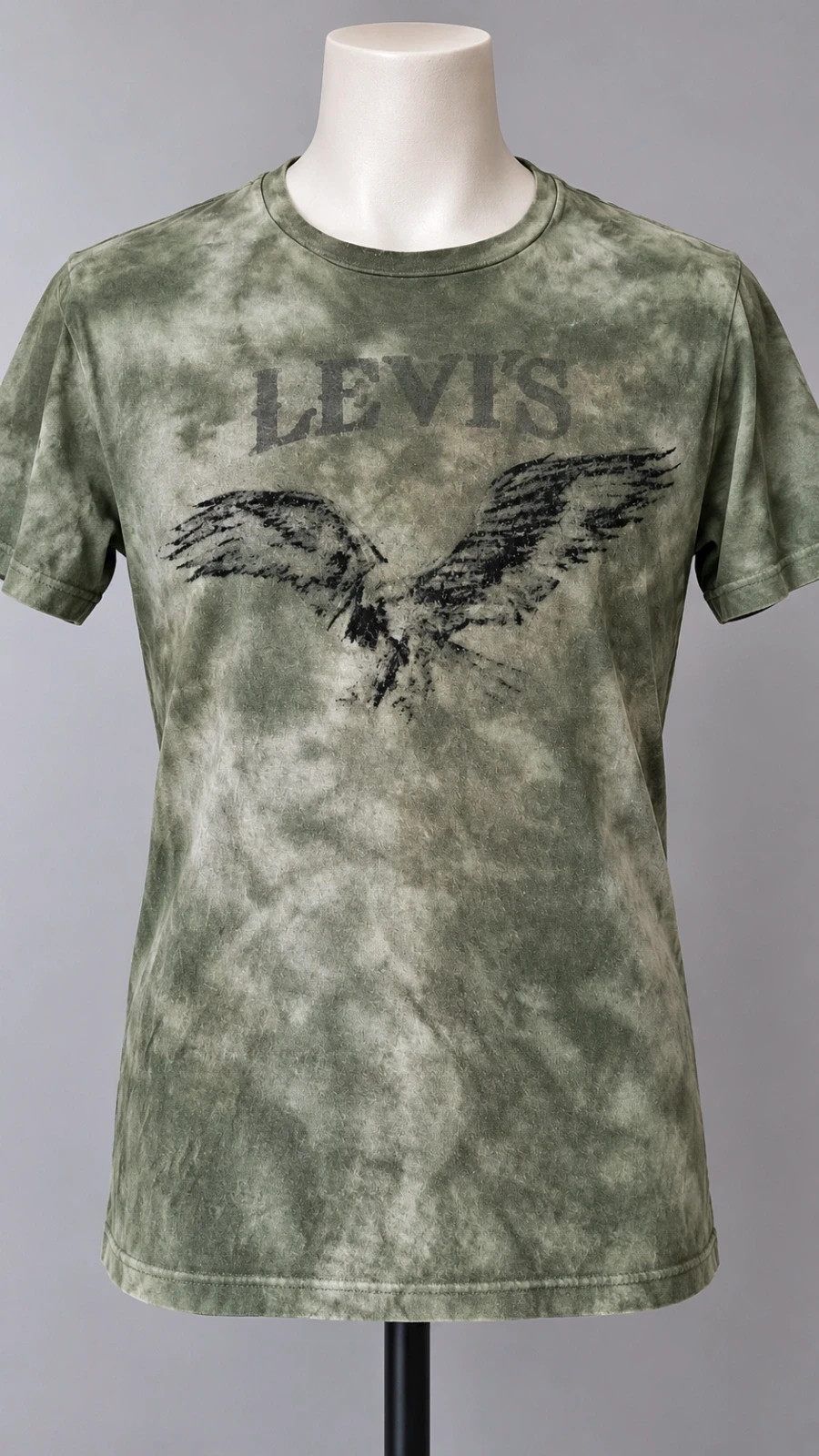 T-shirt Levi’s Vintage Vert Kaki Délavé Aigle Graphique 100% Coton Taille M